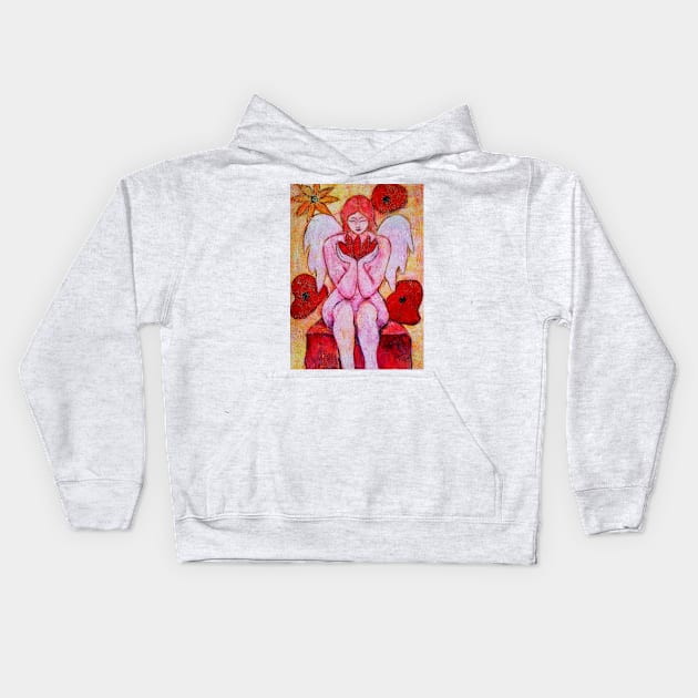 Zahra, Angel image part of an Angel oracle card deck - Renate van Nijen Kids Hoodie by Renart